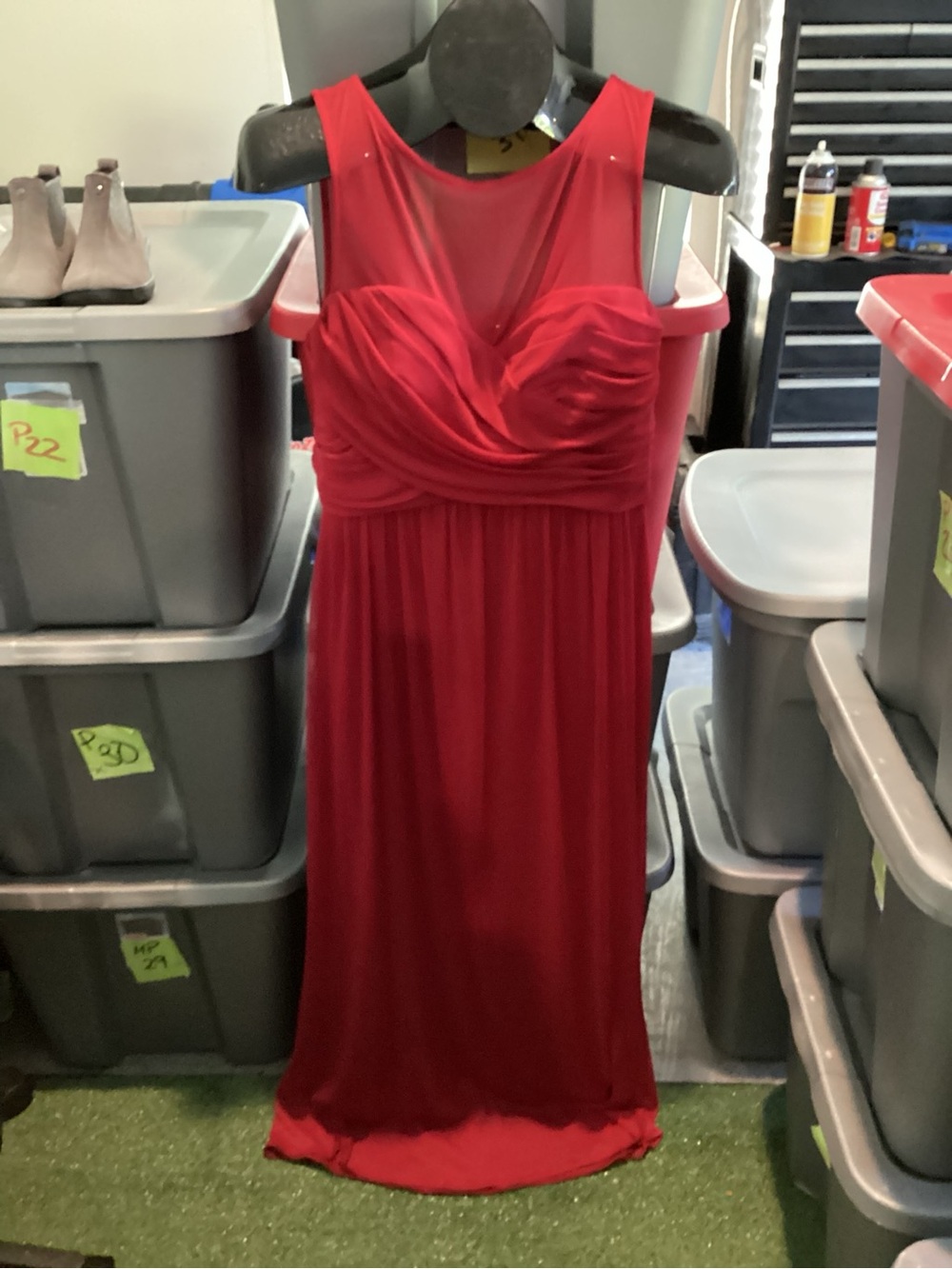 Elegant Red Sleeveless Evening Dress p58